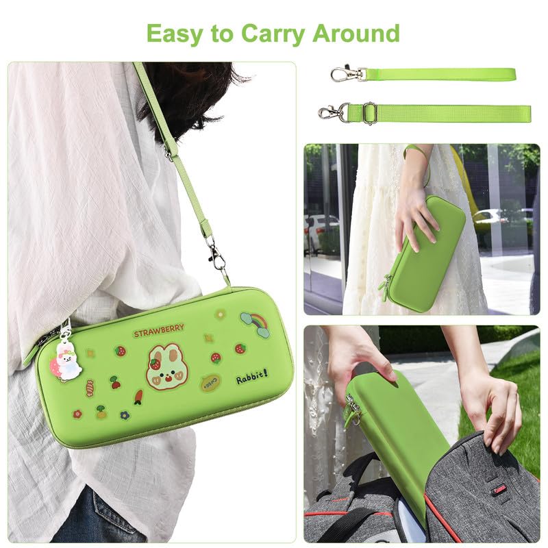 Vista 7 de Younik Switch Accessories Bundle, 15 in 1 Green Switch (NOT OLEDLite) Accessories Kit for Girls Include Switch Carrying Case, Adjustable Stand