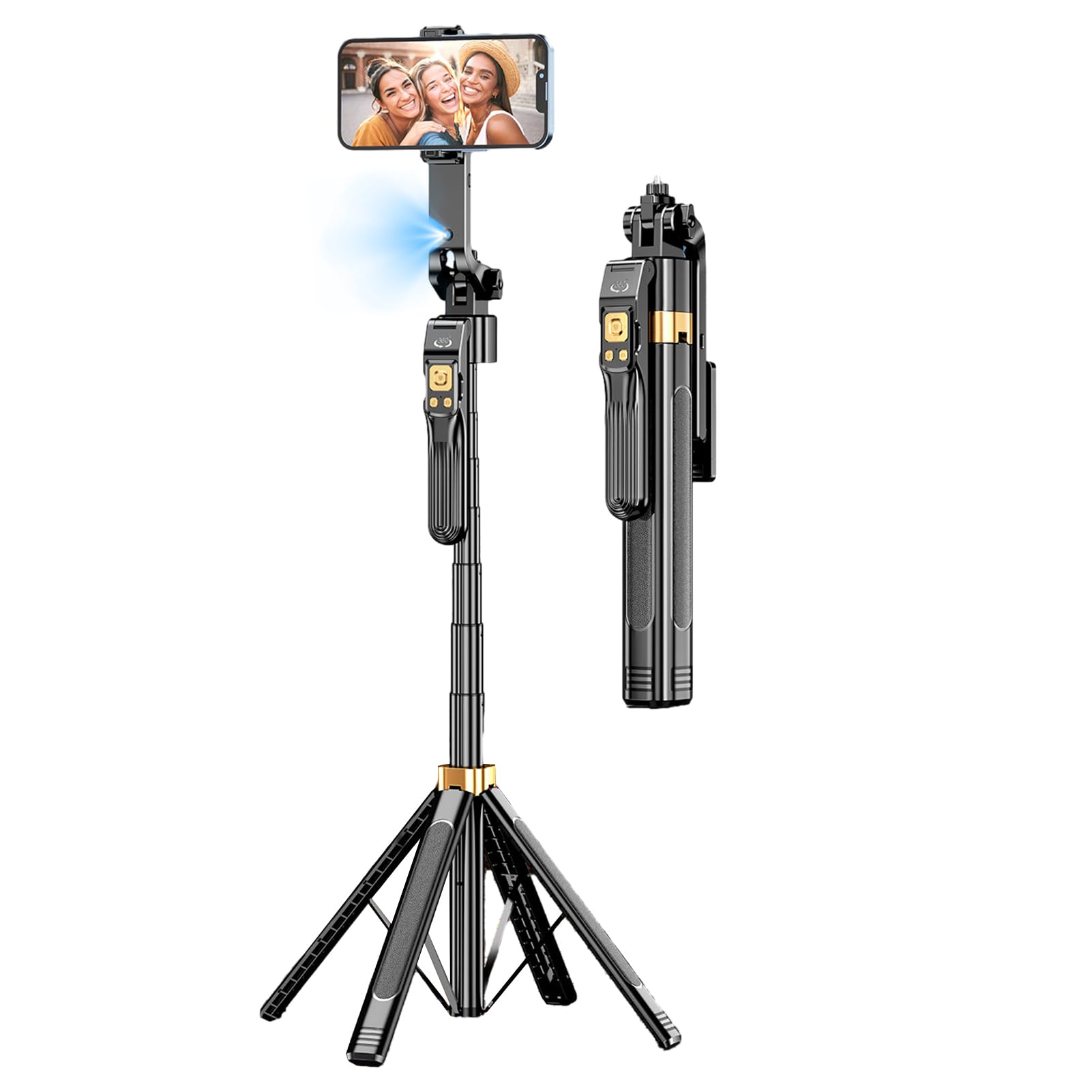 Andoer Trípode para selfie con seguimiento facial automático, 180 cm, trípode para teléfono móvil con tornillo de 1/4 pulgadas, disparador remoto, control de gestos para selfie, transmisión en vivo,