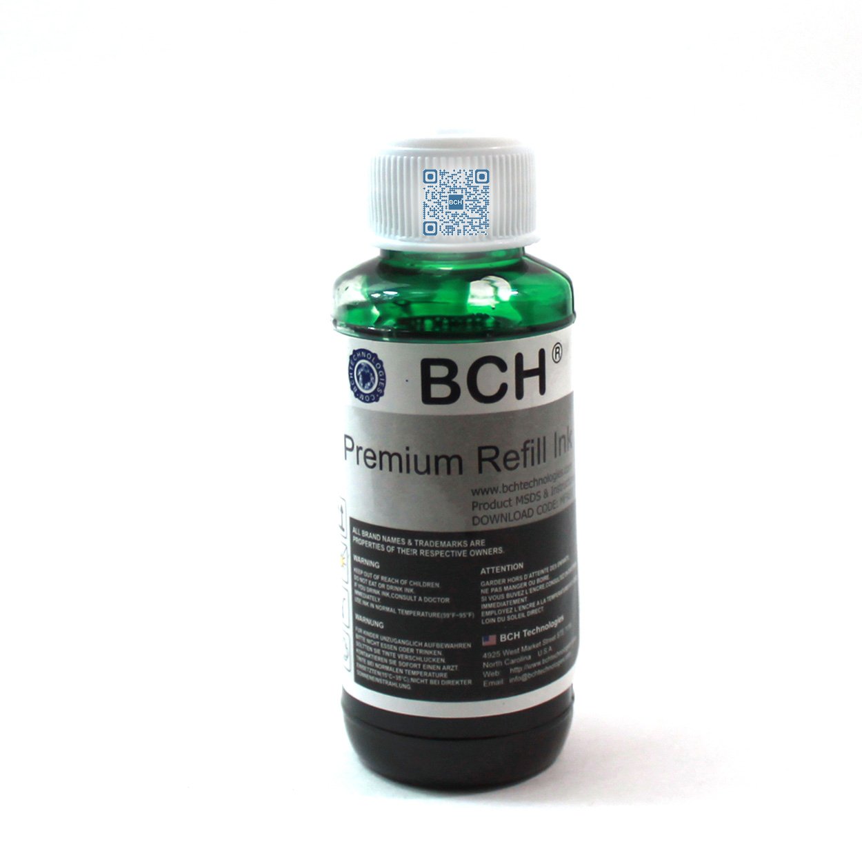 BCH Premium Green Dye Ink for Canon Printer - Compatible for CLI-8G CLI-8 Ink Cartridges Pro9000-100ml Retail Bottle