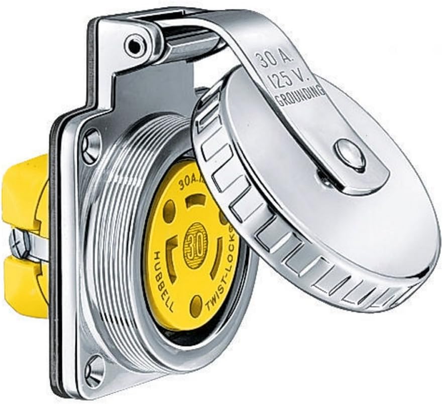 Hubbell Stainless Steel Dockside Round Shore Power Outlet (30A 125V) : Home And Garden Products : Sports & Outdoors