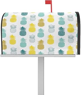 Mailbox Cover Magnetic Colorful Pineapple Tropical Fruit Seamless Mailbox Covers Standard Size 21x18in,Mailbox Covers Wrap Post Letter Box Cover for Garden Yard Outdoor Decor Farm Harvest on White