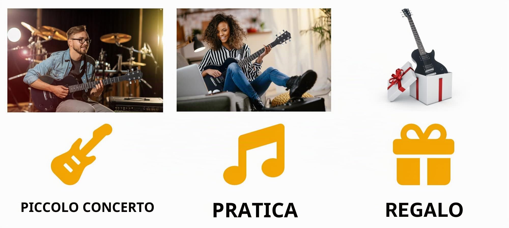 Rocktile Banger's Pack Set Chitarre Elettriche Single Cut, 7 Pezzi Nero | Chitarra Elettrica Rocktile Stile Single Cut, Finitura Nero Lucido, 2 Humbucker Pickup, Selettore Pickup, Inclusi Cavo