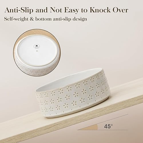 Miniatura 8 de MALACASA Cuenco de cerámica para perros, 3.5 tazas o 32 onzas, plato de agua para razas de mudium, cuenco para mascotas apto para lavavajillas y