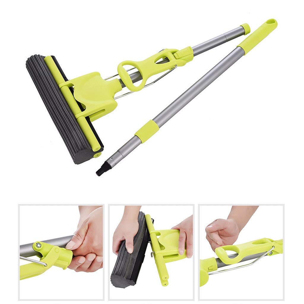 Fregona de Esponja de PVA para el hogar de la Cocina, fregona de Esponja de Espuma de PVA con Rodillo cuádruple súper Absorbente, Limpiador de Pisos Multiusos, Verde