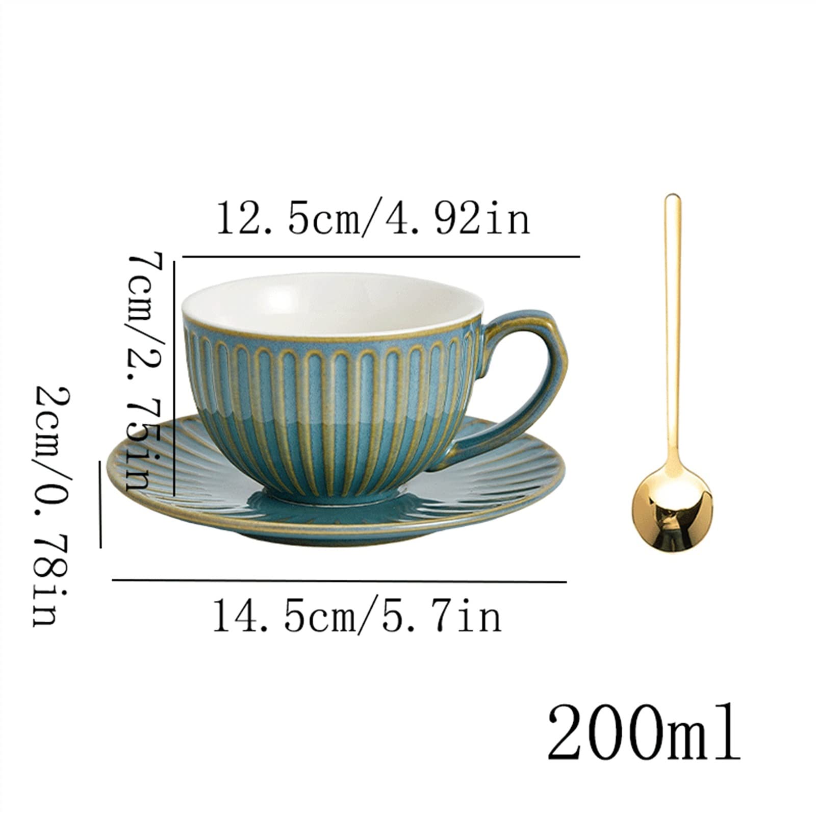 Nowoczesny kubek do kawy w stylu vintage, do gospodarstwa domowego, ceramiczny, zestaw filiżanek na kwiaty, latte pranie ręczne, popołudniowa herbata, zestaw naczyń do picia (zielony, mały)