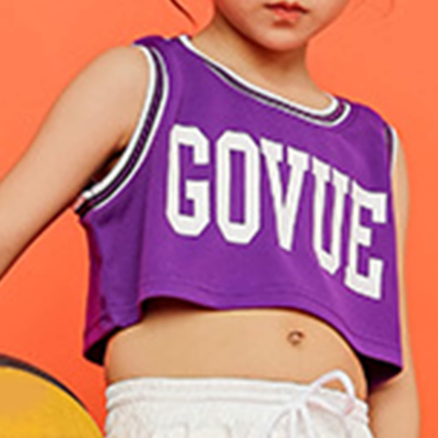 Kids Girls Dance Crop Top Tank Top Sport Bras Letter Print Sleeveless Tee Shirts Hip Hop Dance Outfits