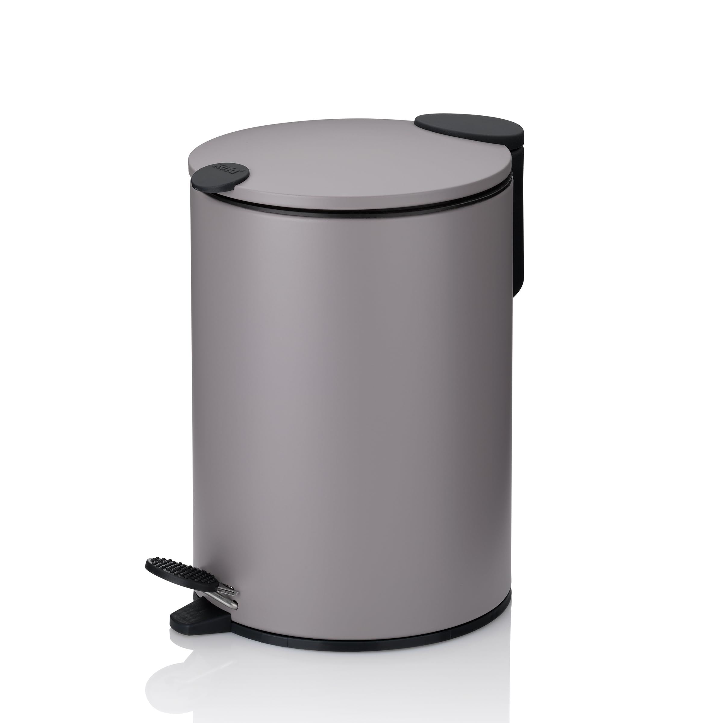 kela Secchio per cosmetici 3 l grigio chiaro opaco, coperchio Silent Close, pattumiera a pedale per bagno MATS, pattumiera da bagno con secchio interno e manici per il trasporto