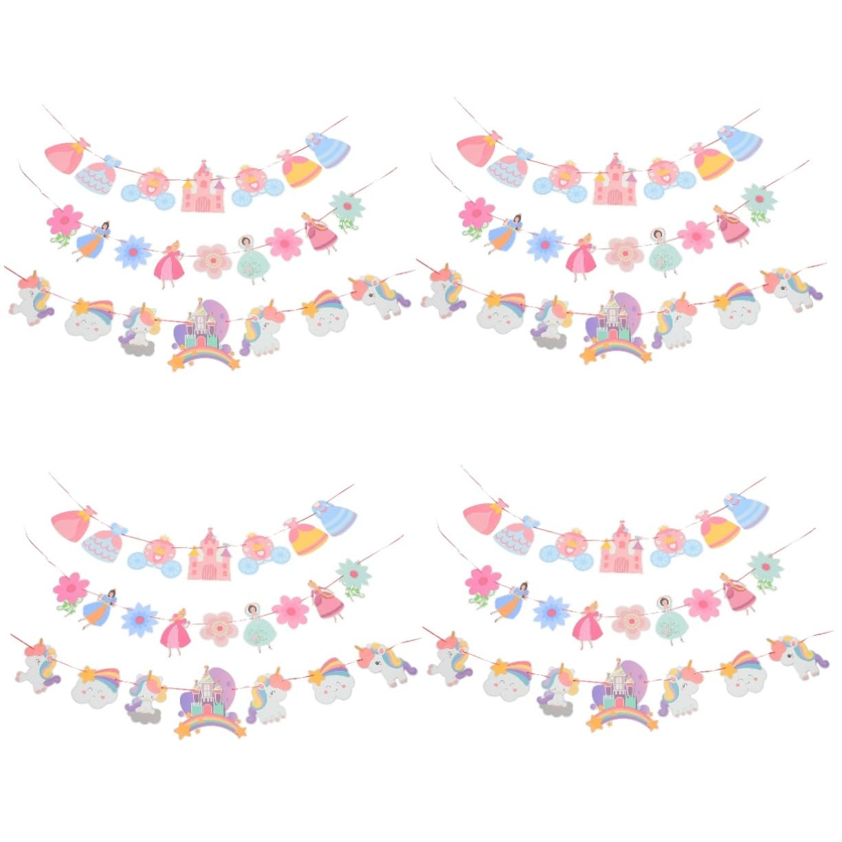 Abaodam 12 Stk Hawaiianische dekorative Flagge Prinzessin-Blumen-Papierbanner Banner mit Prinzessinnenmotiv party mitgebsel kinder kinderparty mitgebsel blumenkranz deko Geburtstagsbanner