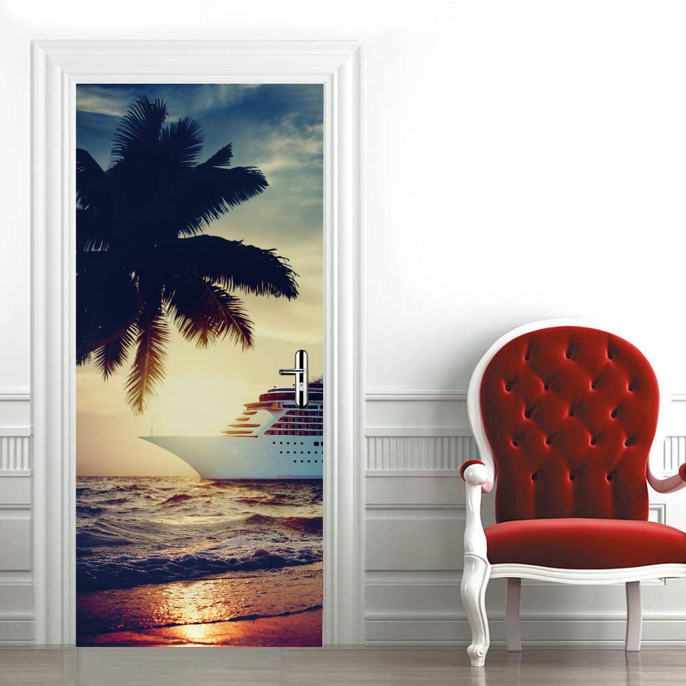 Poster porte trompe l'oeil étanche et lavable pour cuisine et bains