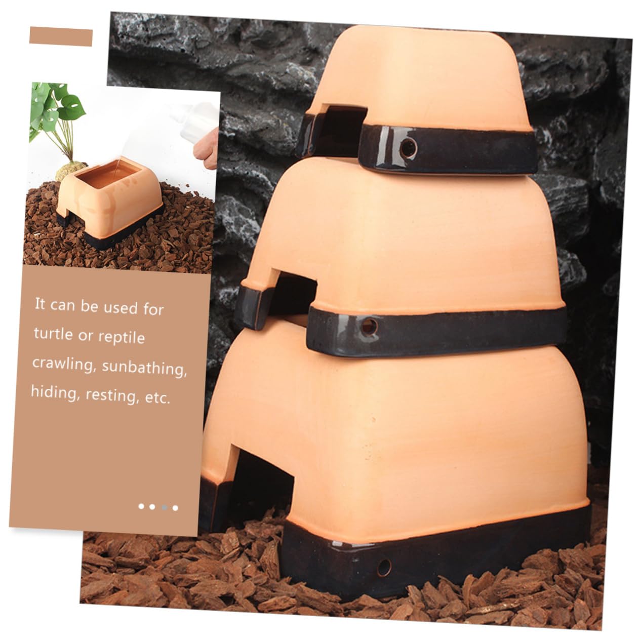 BESPORTBLE Caverna Umida Per Rettili Rifugio Realistico Per Lucertole e Nido Di Riproduzione Per Piccoli Animali Terrario Decorativo e Funzionale