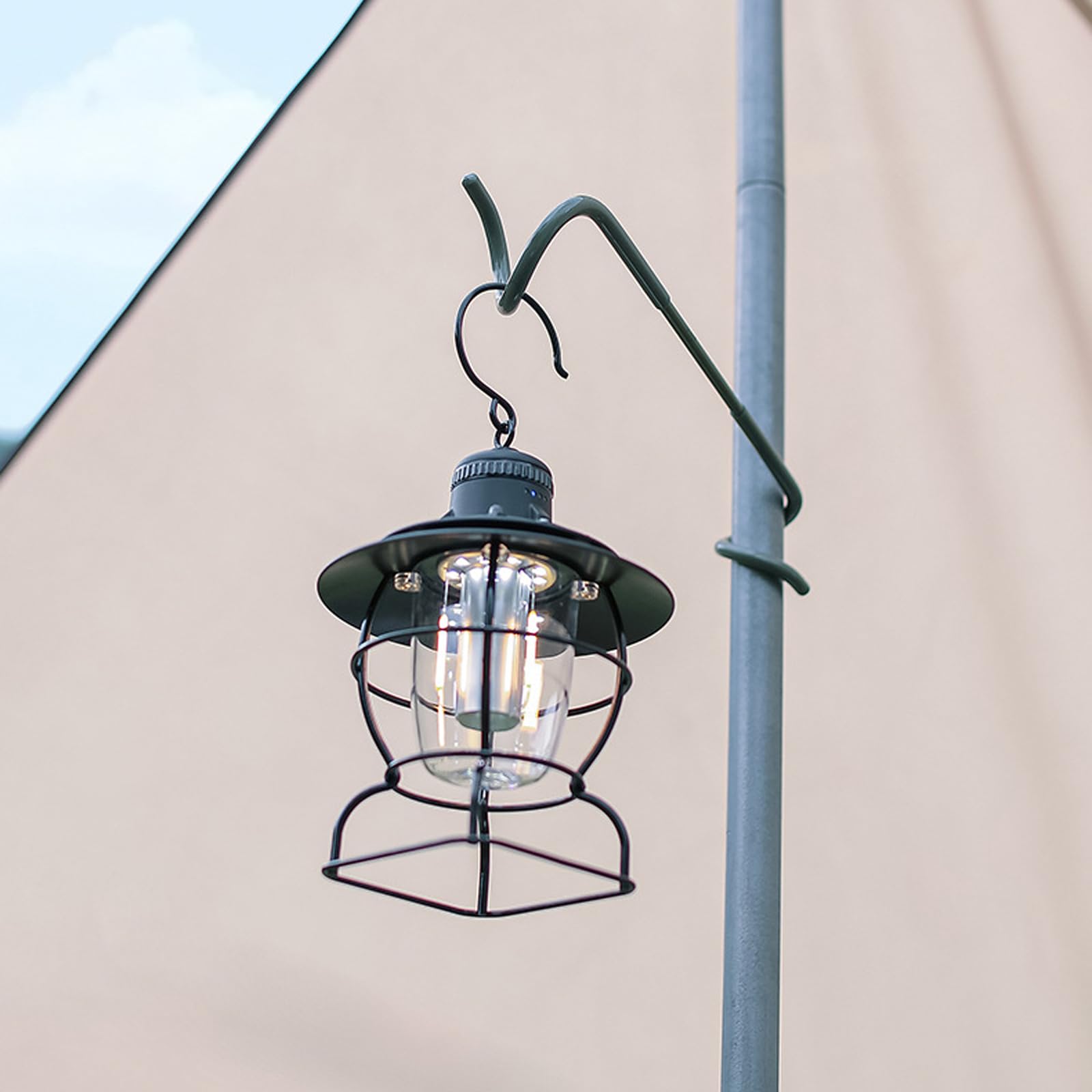 3 Pezzi Supporto per Lanterna Campeggio, Gancio per Lanterna a Doppia Testa, Progettato per il Campeggio Selvaggio, per Appendere Lampade Elettriche, per i Bagagli(Verde)