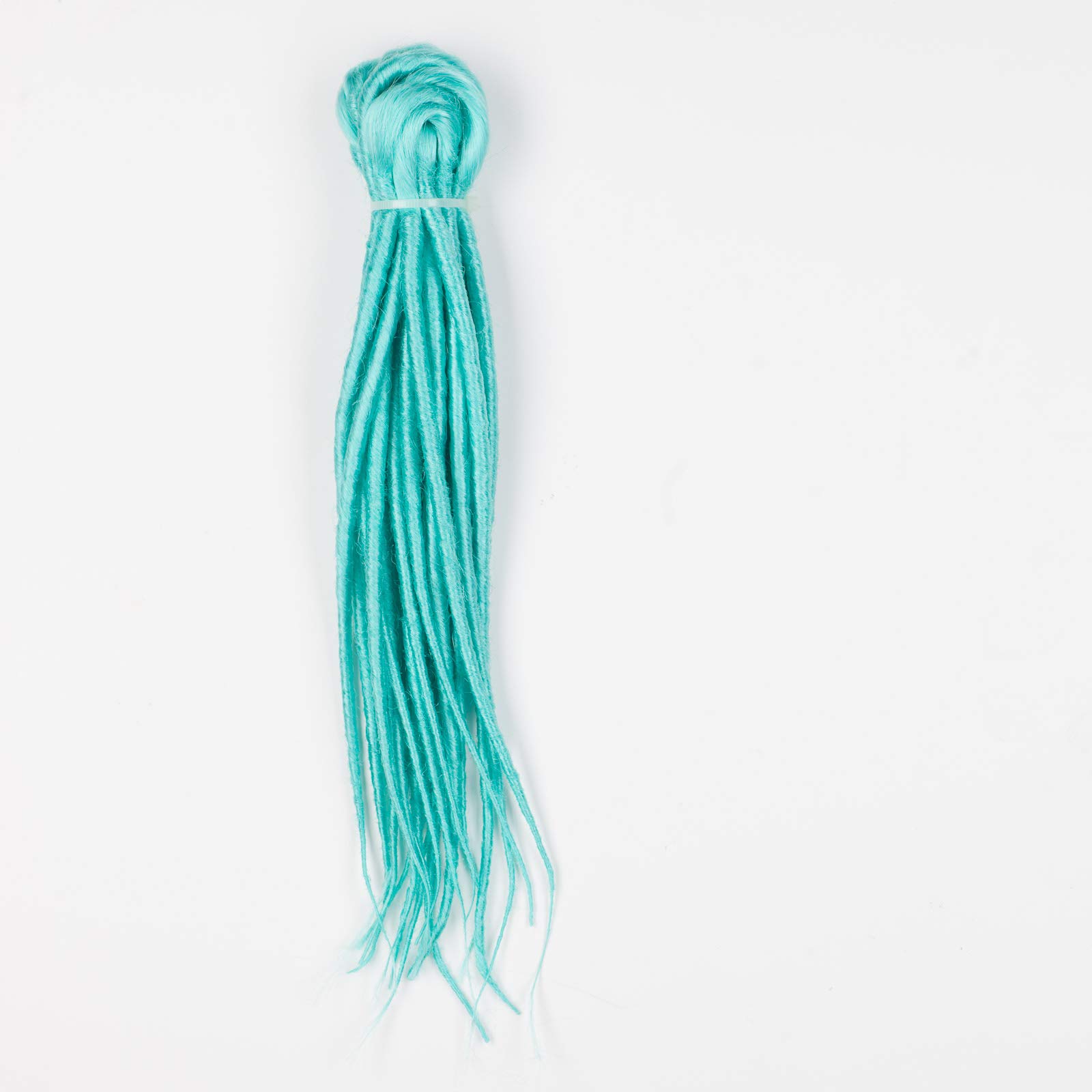 Extensions dreadlocks synthétiques double extrémité bleu pâle courtes 25 cm légères