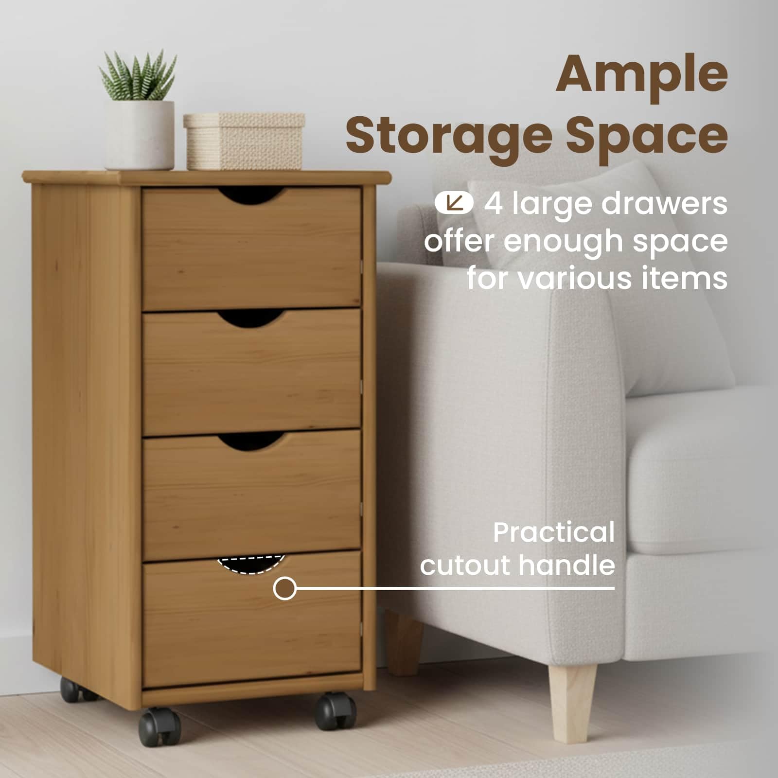 vidaXL Rollschrank 34 x 39 x 65,5 cm Massivholz Kiefer Honigbraun