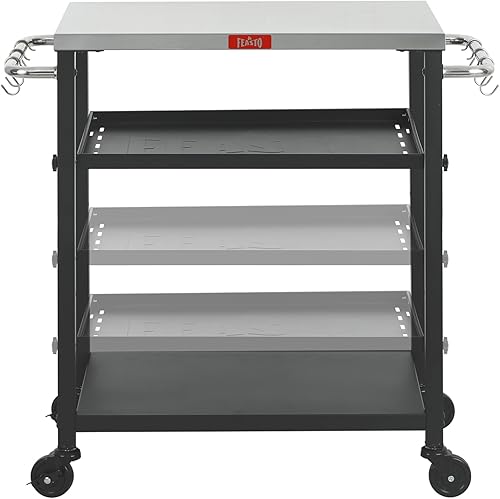 Miniatura 3 de Accesorios de estantes medios ajustables para mesa de horno de pizza de 3 niveles al aire libre y mesa de carrito de preparación de alimentos, 23.6