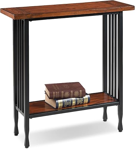 Miniatura 71 de Leick Home 214338 Empiria Mesa consola de madera con marco de metal para sala de estar, entrada, dormitorio, gris Negro lavado,Gris,Mission