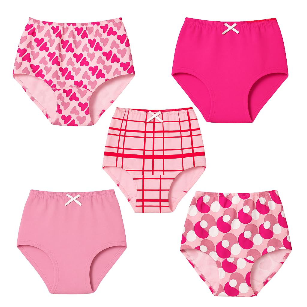 Valair Kids Cotton Underwear Panties 5-Pack - Soft Full-Cut Briefs for Little and Teen Girls