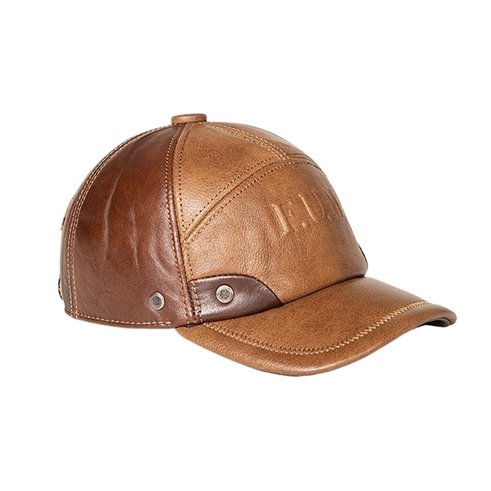 Gorras de béisbol con Letras de Dos Tonos for Hombre, Gorro cálido de Cuero Vacuno, térmico Ajustable, Novedad de otoño e Invierno