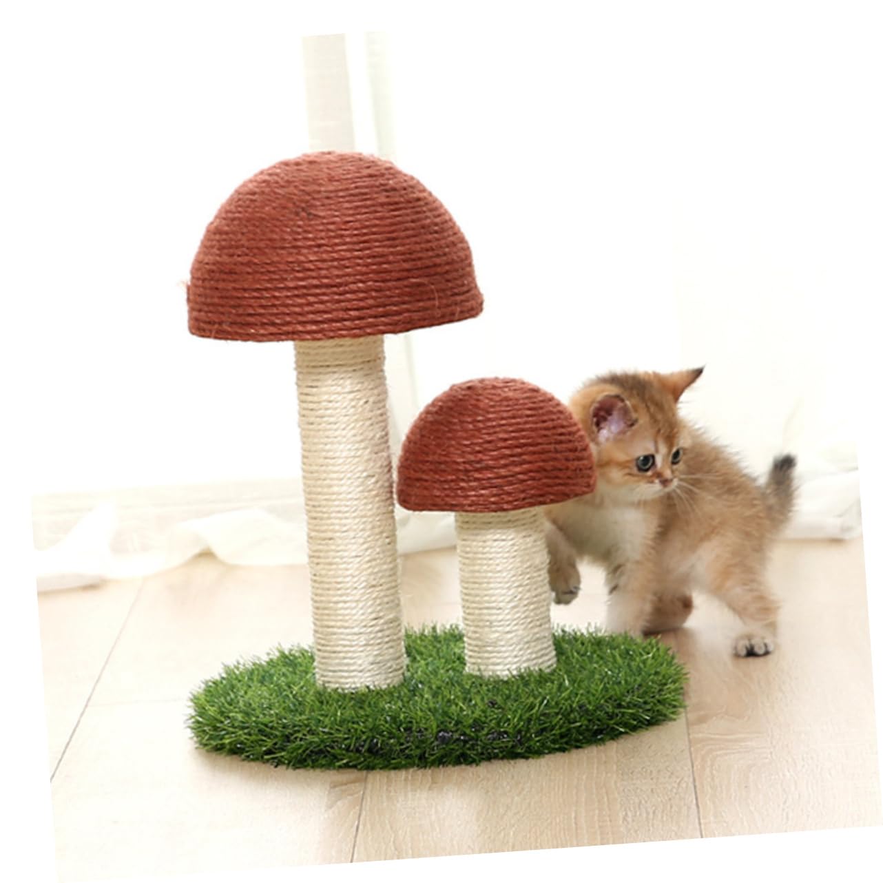 Kisangel Griffoir pour Chat Sisal avec Base Forme De Jouet à Gratter pour Chat Stimule Instinct Naturel Garde Actifs