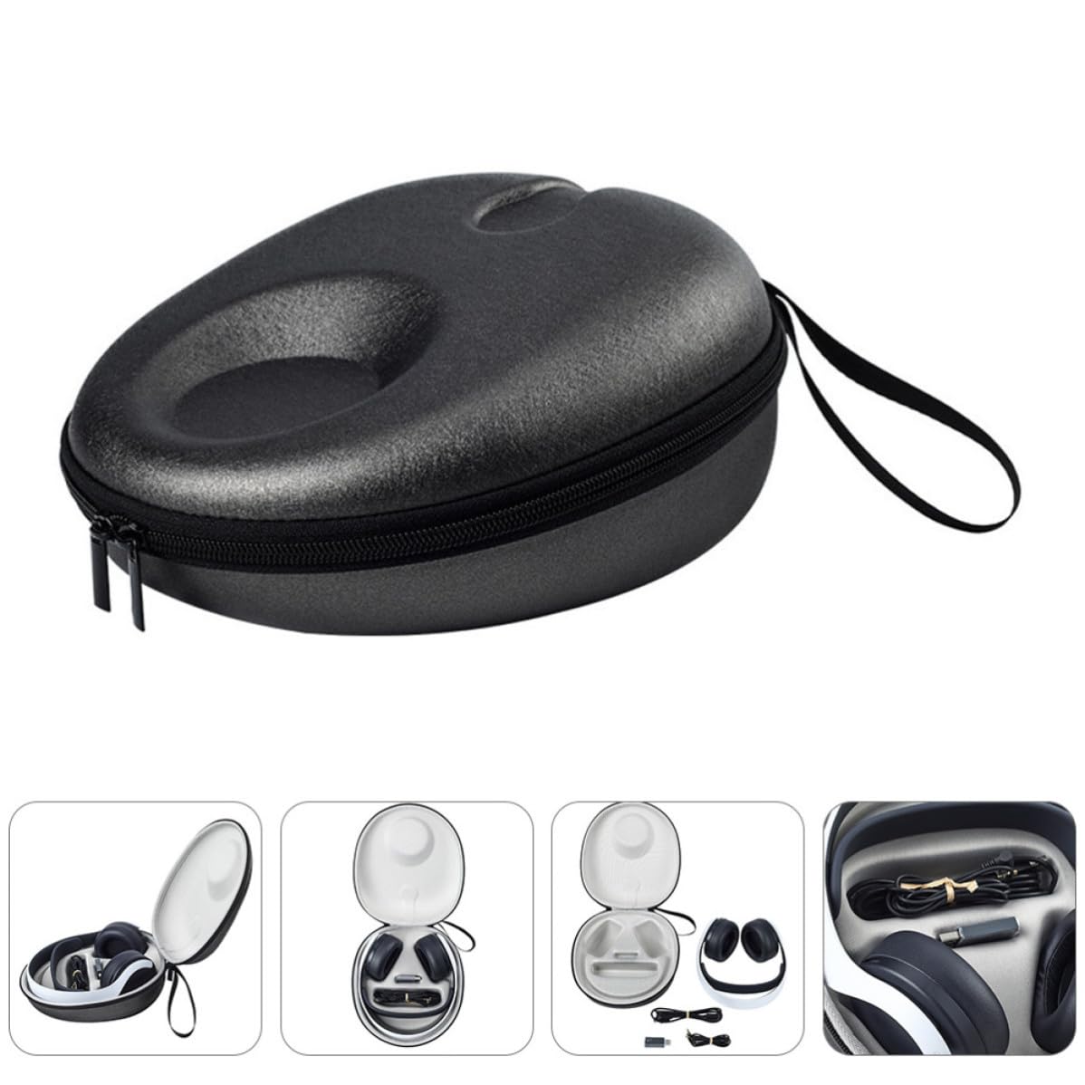 Estuche para Auriculares con Doble Cierre y Estructura de poliéster, diseño Compacto para protección contra Golpes y Uso en Exteriores