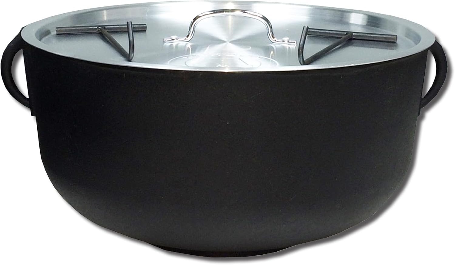 King Kooker 4 Gallon Cast Iron Pot with Flat Bottom, Aluminum Lid