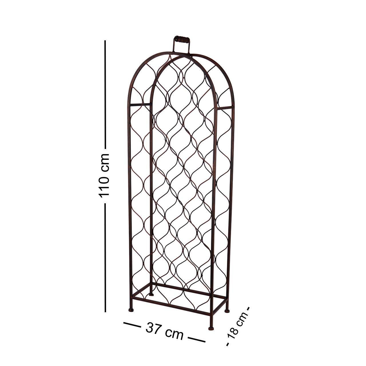RM Design Botellero de metal – Soporte para botellas de vino, botella de agua – para 26 botellas – negro y marrón