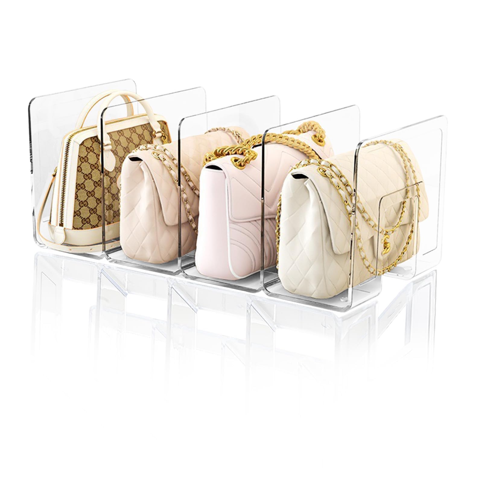 Organizador De Bolsos Con 4 Compartimentos, Soporte De Acrílico Transparente Para Bolsos, Organizador De Bolsos, Organizador De Bolsas, Soporte Para Bolsos De Mano Bolsos Tote Libros 14 X 9 Pulgadas