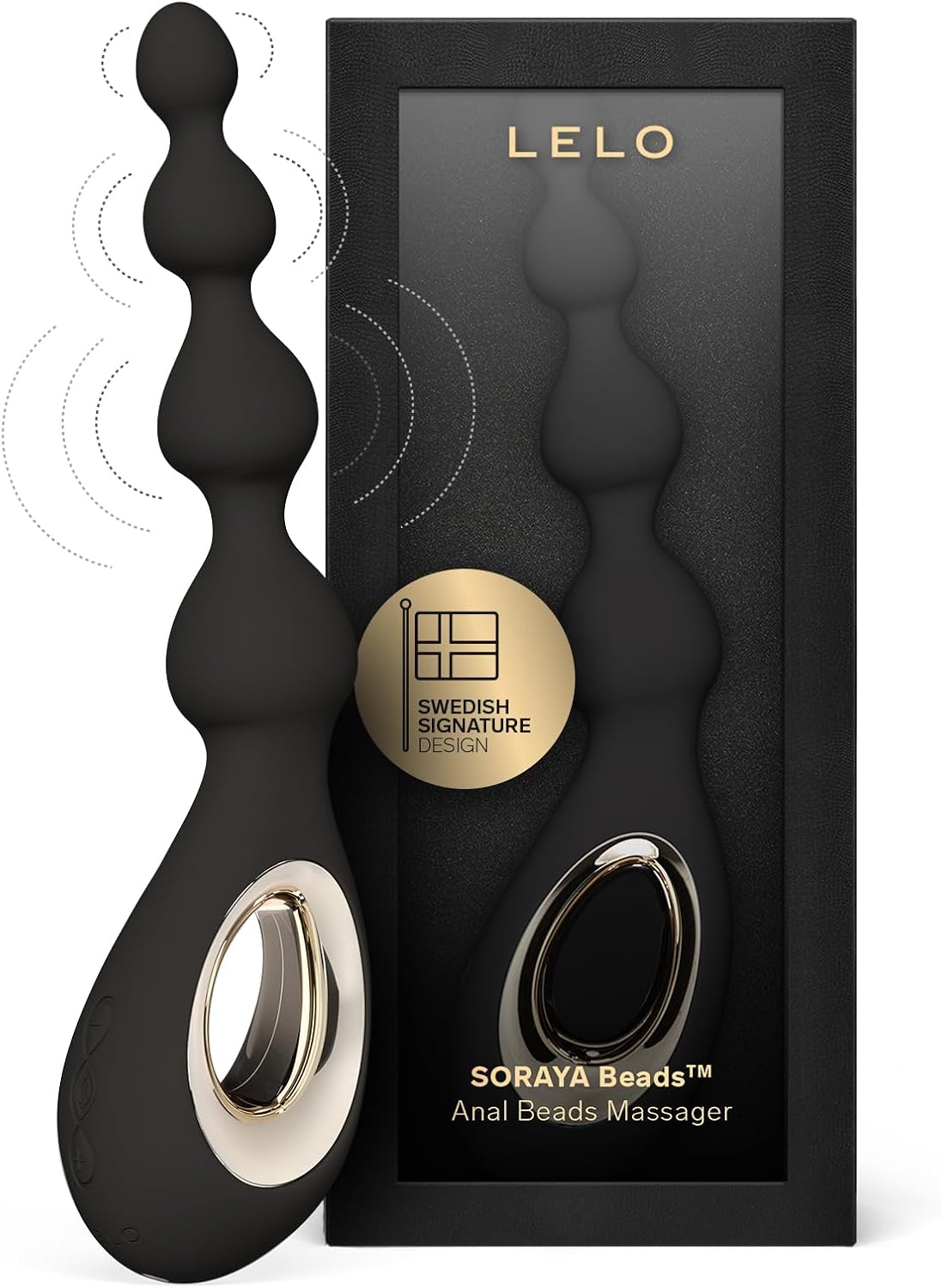 LELO Soraya Beads Vibrating Anal Beads Massager with Bow-Motion Technology and 8 Vibrating Patterns, Adult Anal Toys (Black)