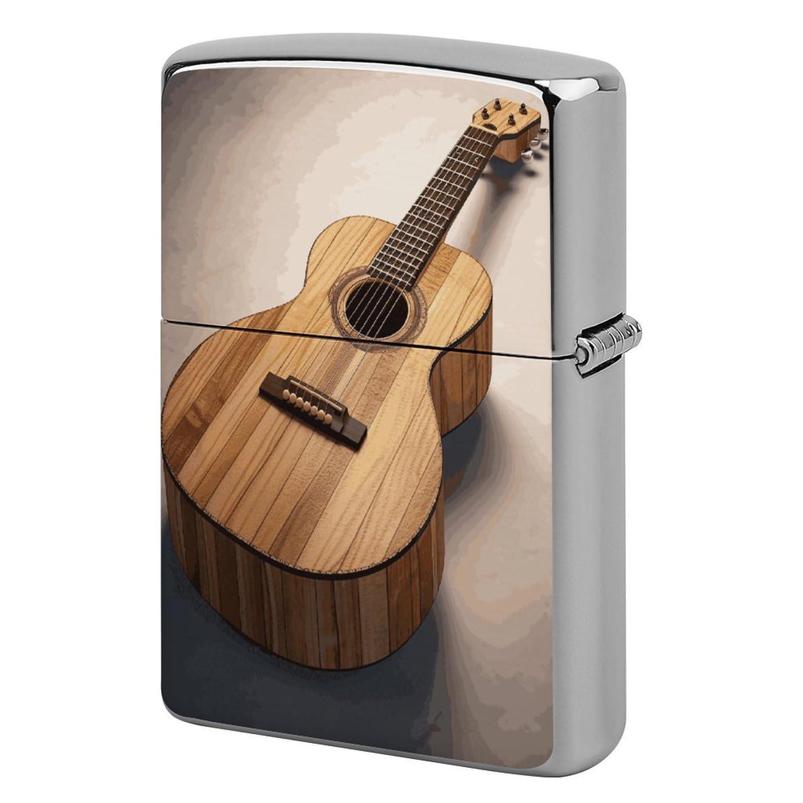 Btcowzrv Style Guitar Wooden Metal Lighter Case Sleeve Cover Holder