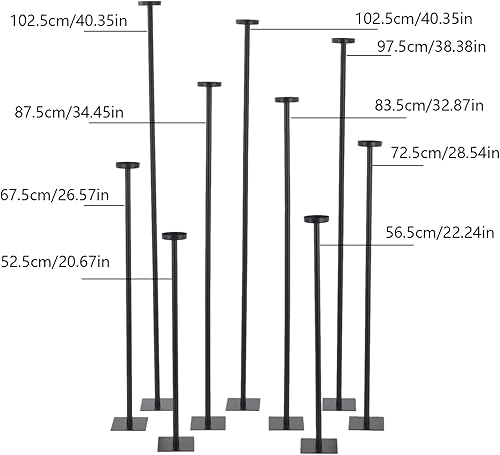 Miniatura 2 de Juego de 9 portavelas de piso alto, candelabros independientes de metal negro, centros de mesa para Navidad, boda, decoración del hogar