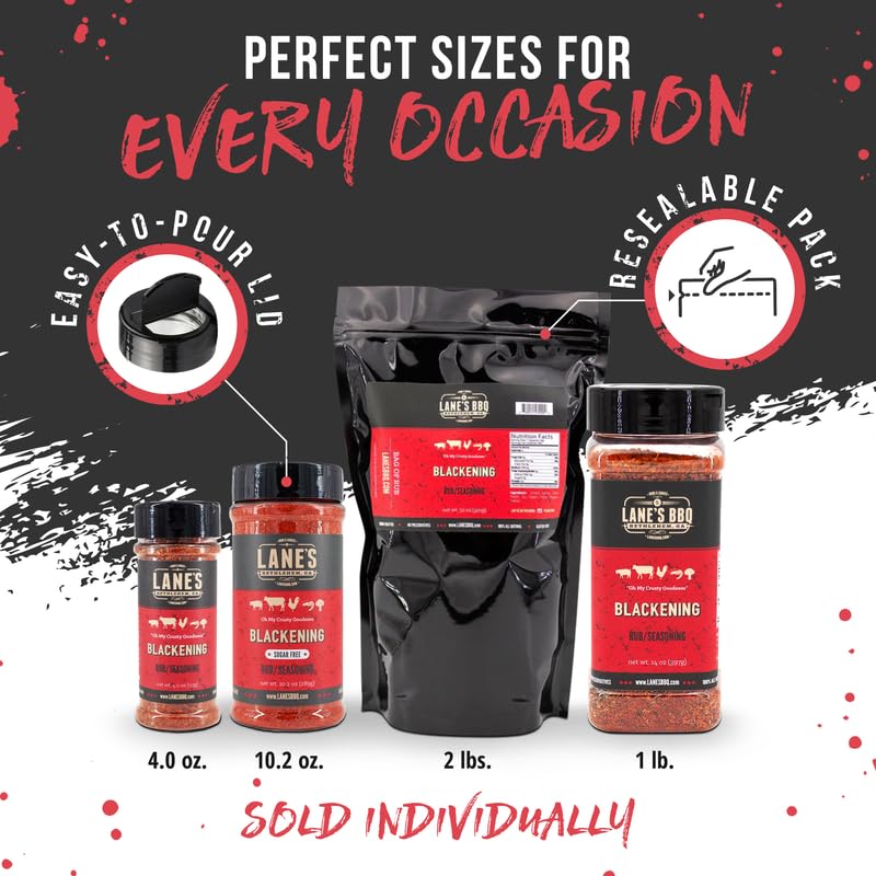 Miniatura 6 de Lane's Especias de condimento ennegrecido, condimento de pescado ennegrecido totalmente natural para cerdo, carne de res y mariscos, condimento