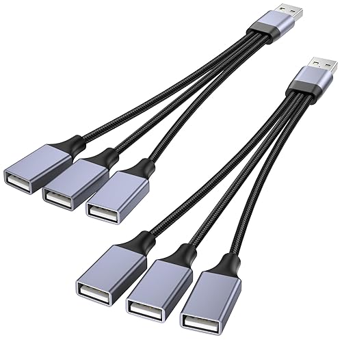 Miniatura 10 de Divisor USB Y 1 en 3 salidas, USB macho a 3 hembras Cable para PC, tableta, portátil, MacBook, teclado, PS4, PS5, mouse, FlashDrive, LED, etc.