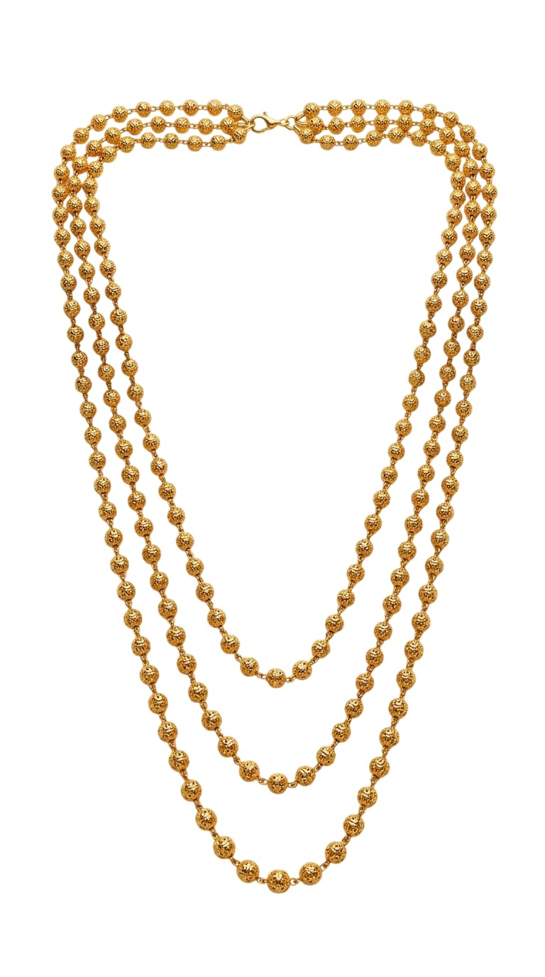 One Gram Gold Plated Three Layer Matar Mala Chain for Women-image-39