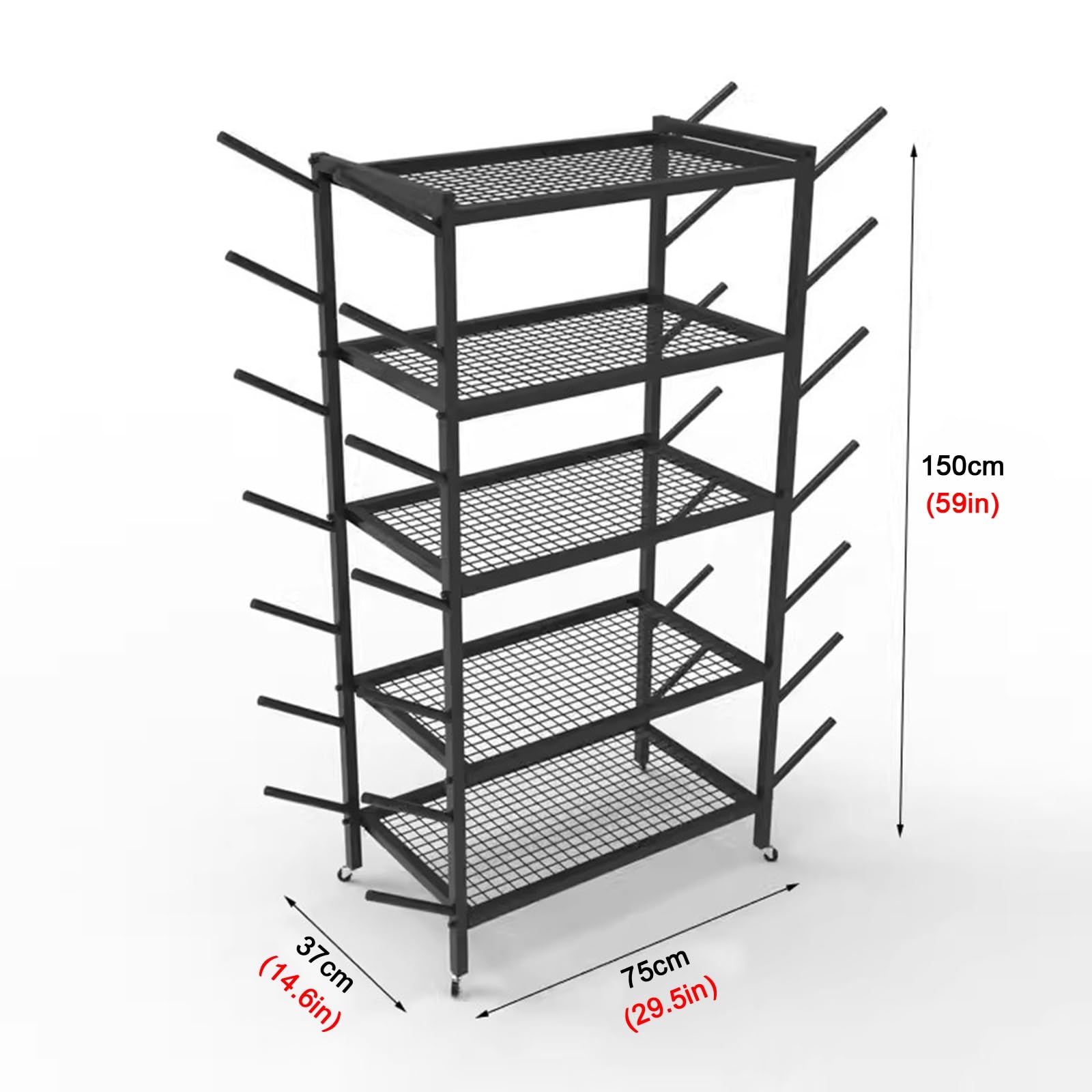 Soporte para Esterilla de Yoga, Soporte Independiente de 5 Niveles - Organizador móvil para esterillas de Fitness y Rodillos de Espuma, Ideal para gimnasios, Estudios, escuelas y Clubes - So