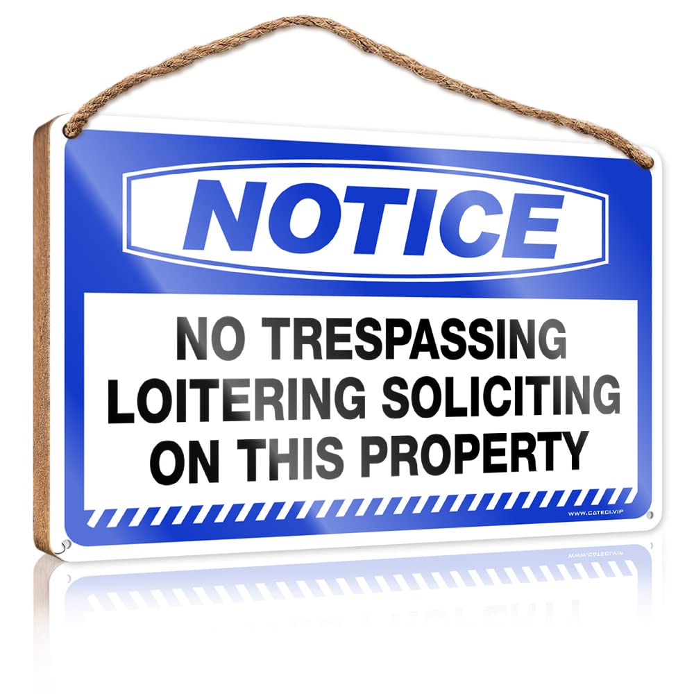 FZFN Funny Porch Decor Notice No Trespassing Loitering Soliciting On This Property Wooden Sign Home Sweet Home Sign Kitchen Wall Art(15X28CM)