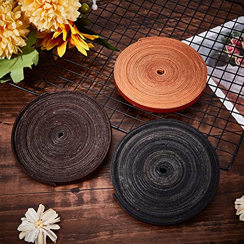 GORGECRAFT 5.5Yds 8mm Flat Genuine Leather Cord Natural Leather String Lace Strips Full Grain Cowhide Braiding String Roll for Jewelry Making DIY Craft Braided Bracelets Belts Keychains(Brown) - Image 4