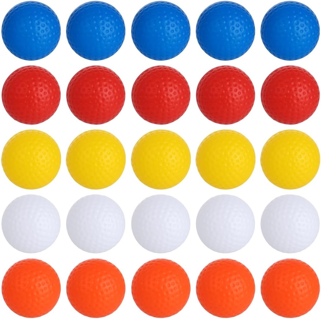 125 Count Limited Flight Plastic Golf Balls, Multi-Colored for Safe Training, Indoor/Outdoor Practice & Golf Party Supplies