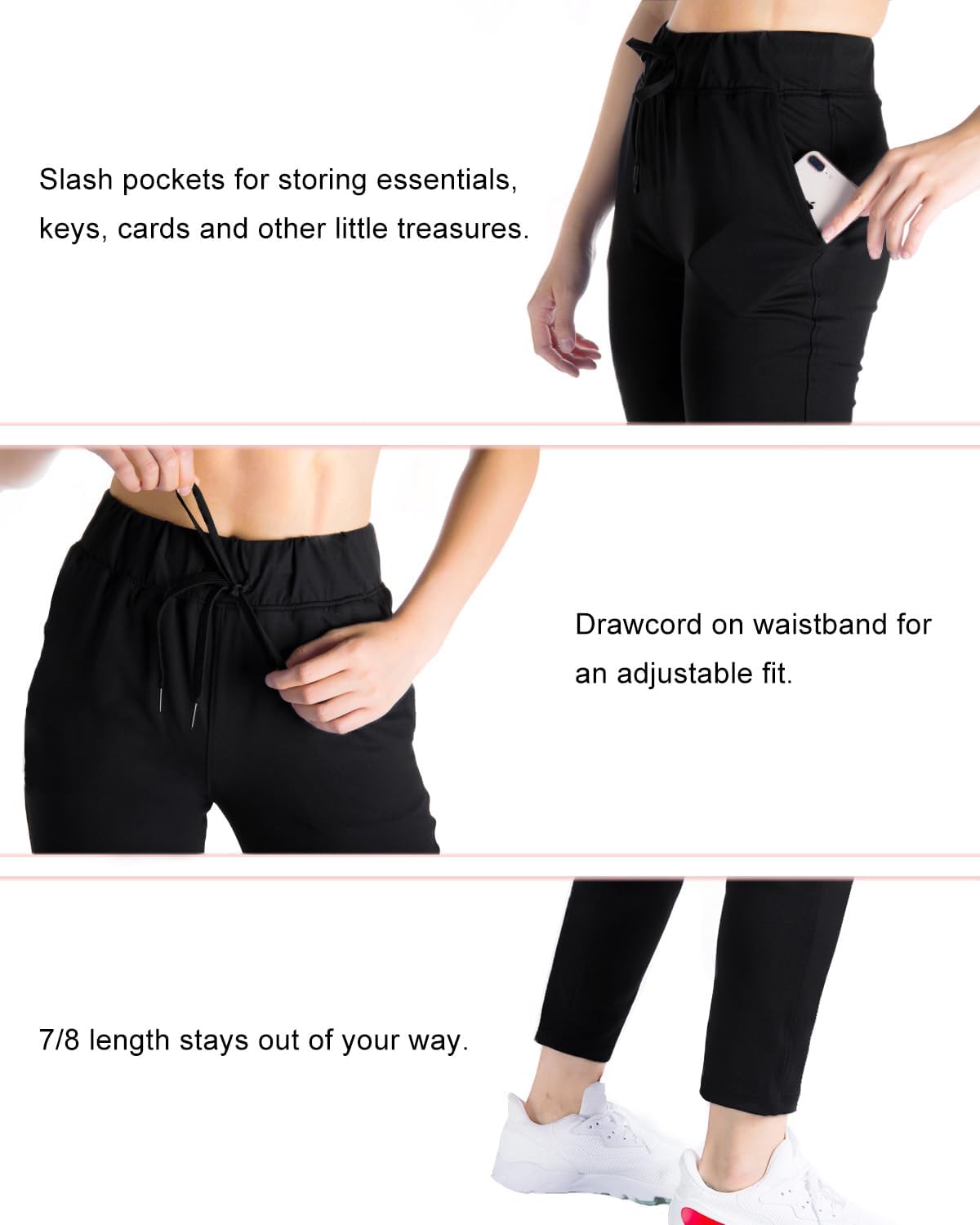 Yogipace Women's Petite/Regular/Tall 7/8 On The Go Pants, Drawstring Casual Lounge Joggers, Everyday Travel Pants - Image 3