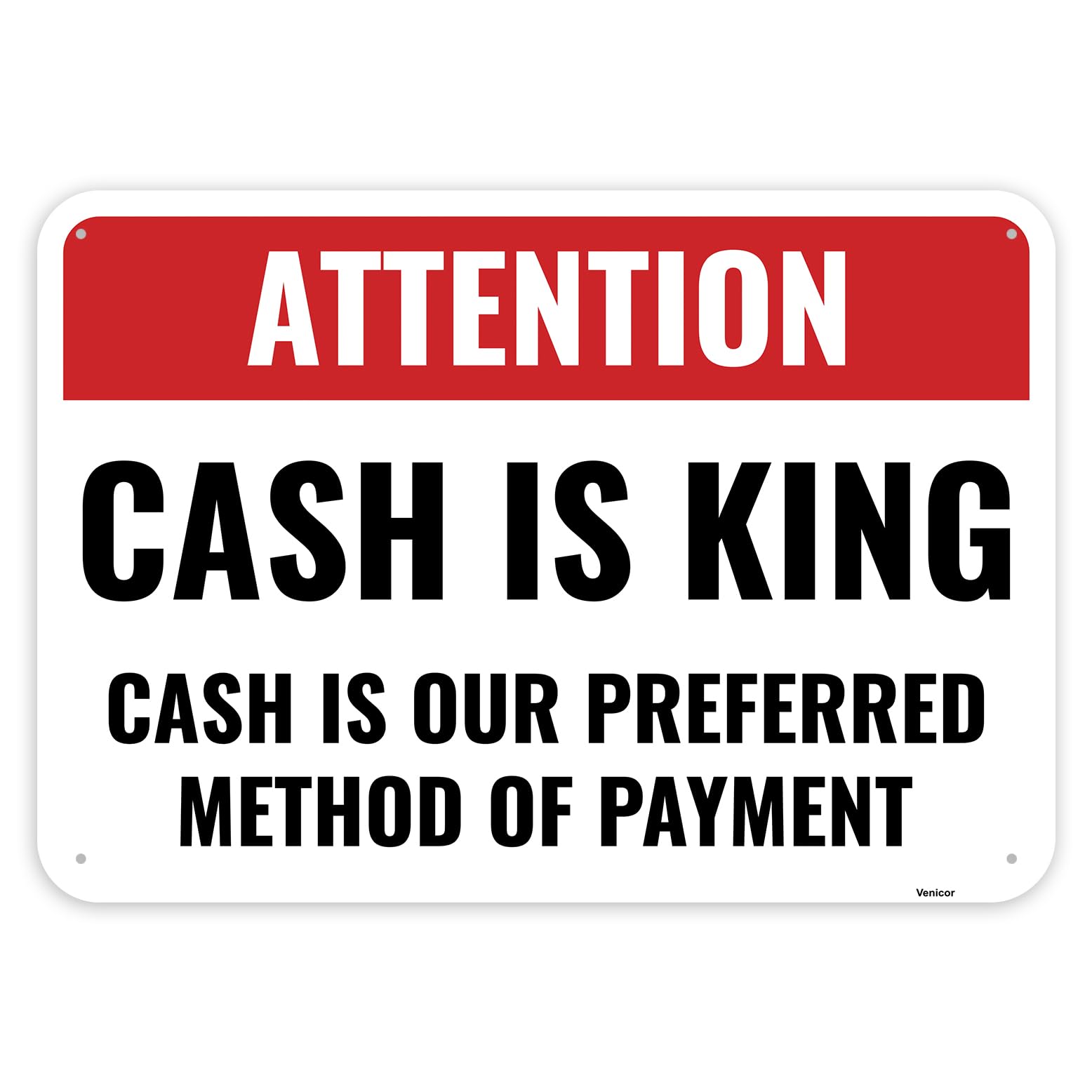 Cash Is King Aluminum Sign, Business Wall Plaque, 12x8 Inch