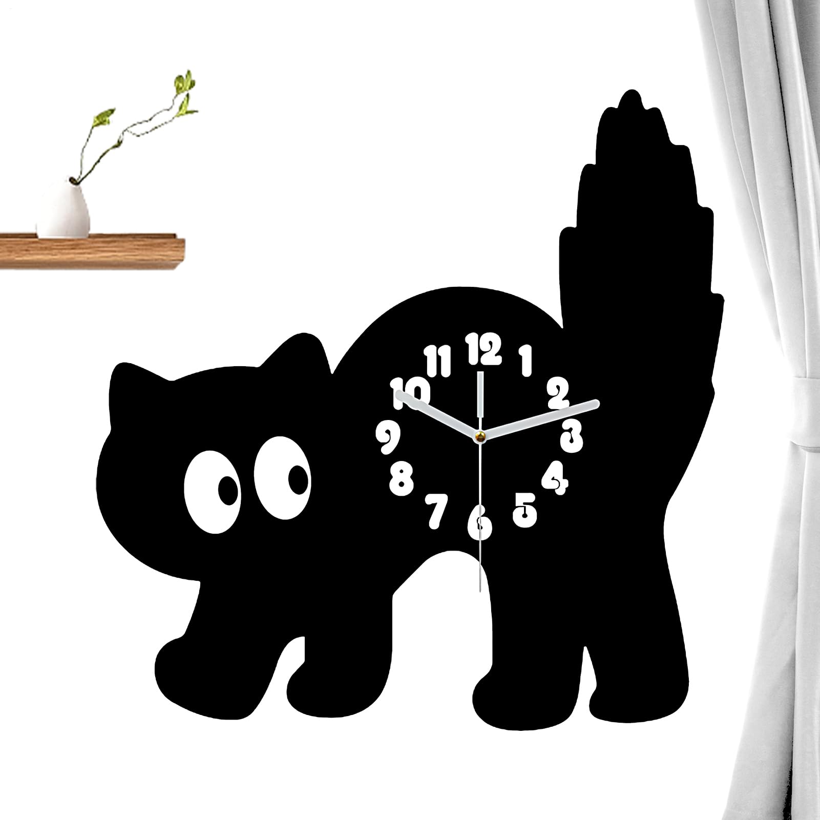 Horloge murale chat sans tic-tac et silencieuse pour salon et cuisine
