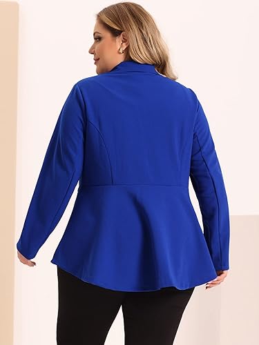 Miniatura 4 de Agnes Orinda Blazer de talla grande para mujer, con panel de muesca, para trabajo, negocios, casual, traje elegante, chaqueta peplum