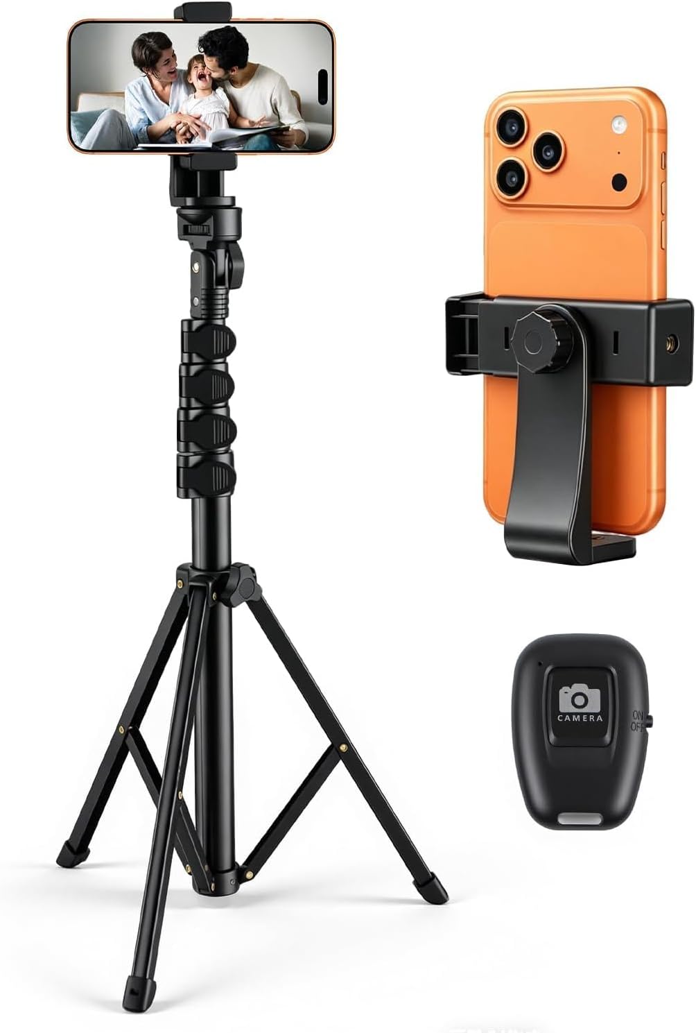 63" Phone Tripod, Extendable Phone Stand Tripod for iPhone with Remote