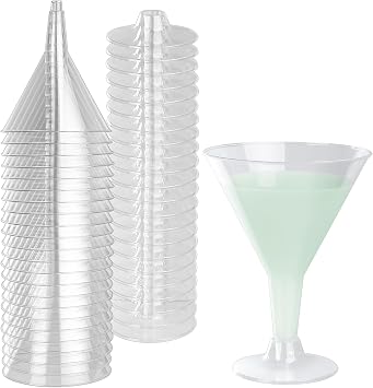20 Pcs Plastic Cocktail Glasses Reusable 210ml Transparent