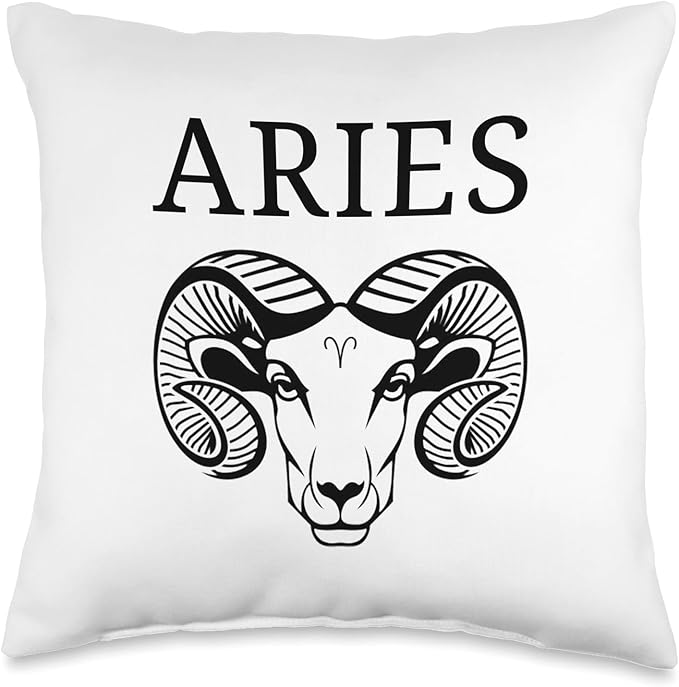 SpiritualWear Aries Astrology Large Ram Zodiac Sign with Aires Name Throw Pillow, 16x16, Multicolor