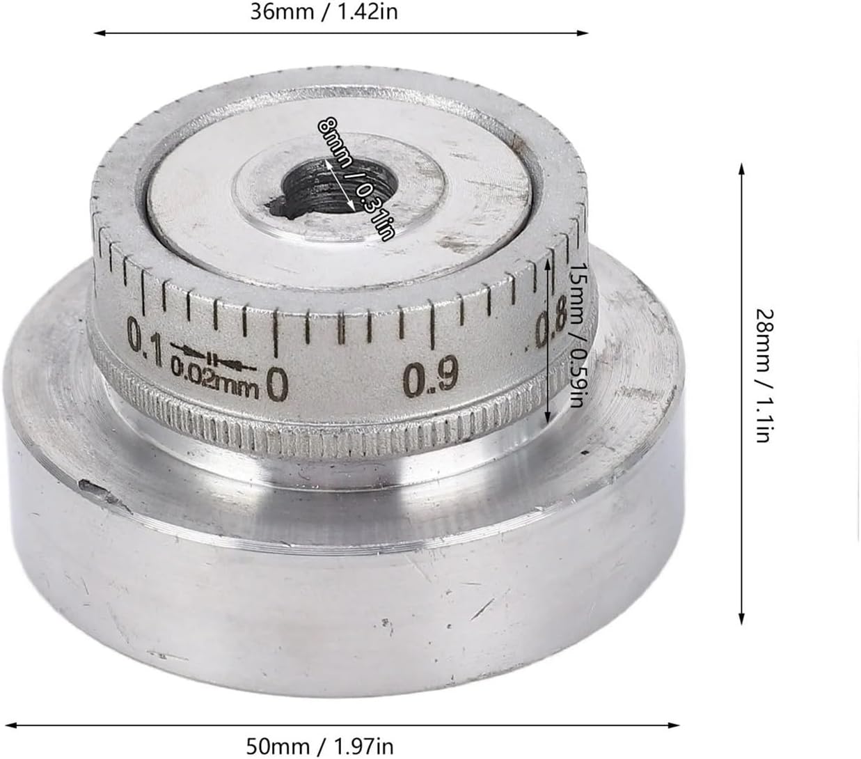 Lathe Hand Wheel with Handle Crank Aluminum Alloy 50mm 2in 0‑1mm Scale Size Lathe Hand Wheel with Handle