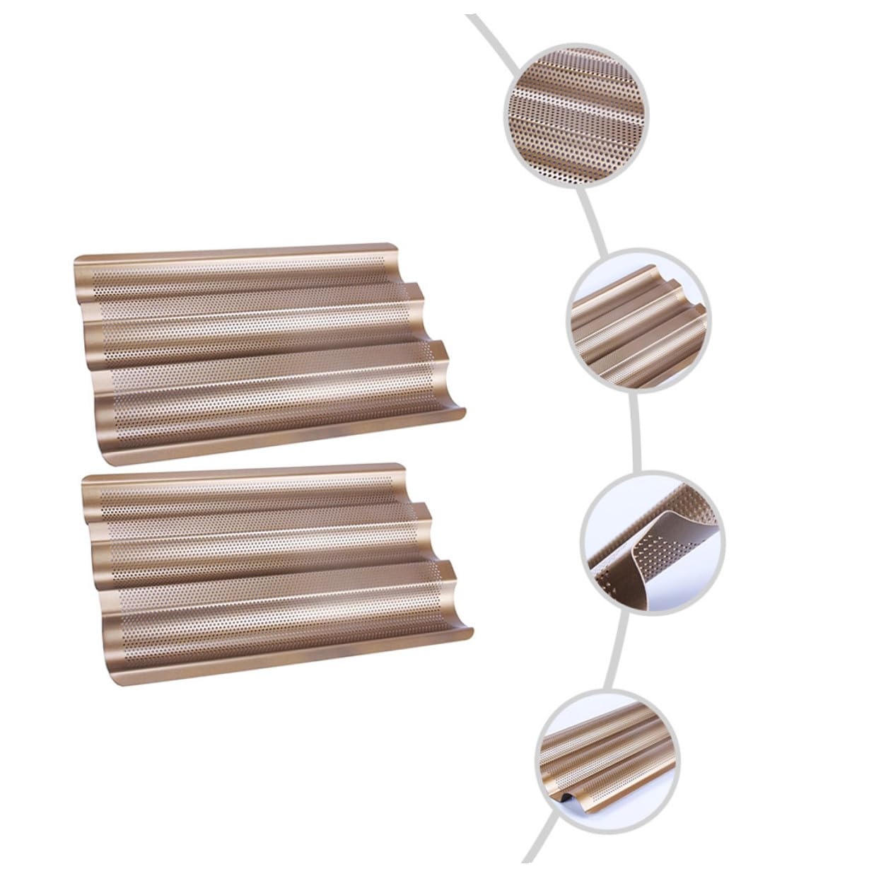 2 pièces Moule à Antiadhésif Compartiments Perforé Acier Alimentaire pour Baguettes Accessoire Pratique de Cuisson Lot pour Usage Domestique et Professionnel