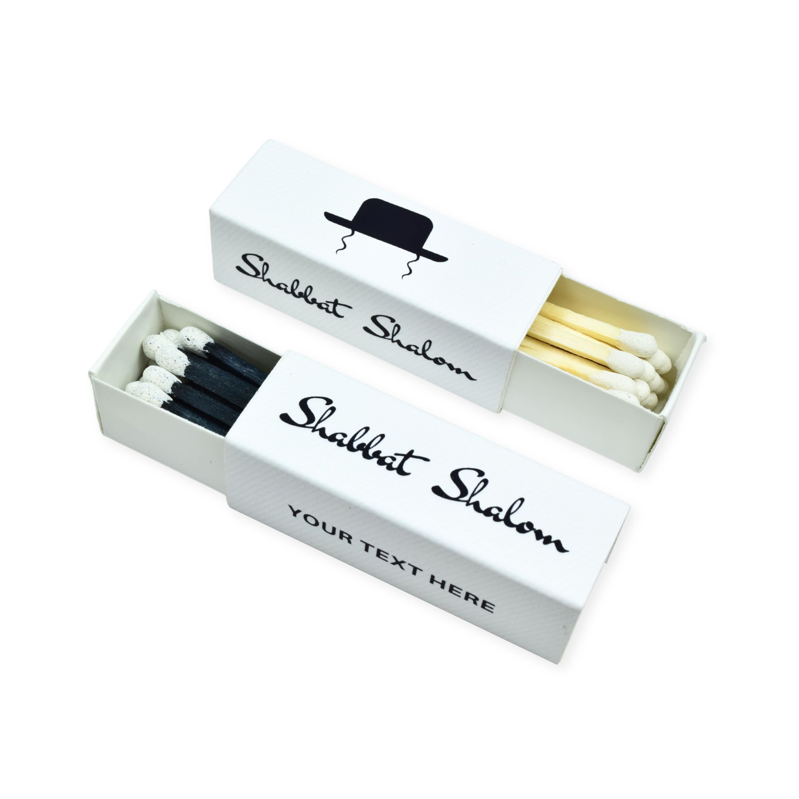Customizable Personalized Matchboxes – Set of 10 – Shabbat Shalom Design – Colorful Matches & Matchsticks – Perfect for Shabbat (2" Matchsticks, Shabbat #1)