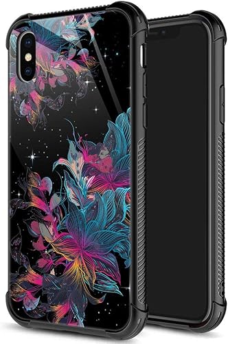 Miniatura 11 de funda para iPhone X/XS, vidrio templado 9H, diseños para niñas y mujeres, de silicona suave TPU, resistente a los golpes, de 5.8 pulgadas, Girasoles