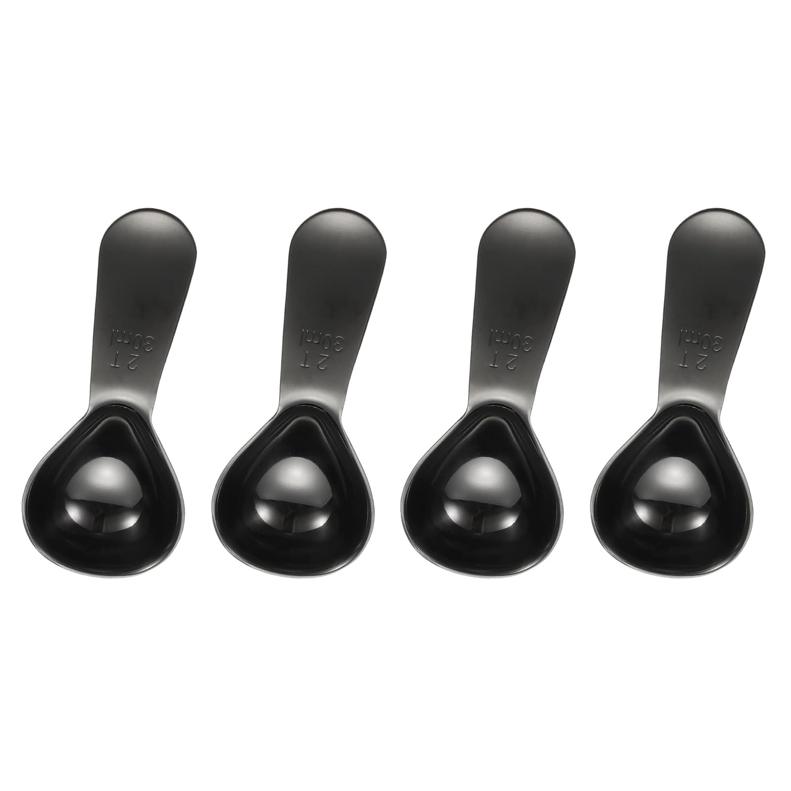 QUARKZMAN 4 Cucchiai da caffè in acciaio inossidabile, cucchiaio dosatore da 30 ml con manico corto per caffè macinato tè zucchero regali da cucina, nero