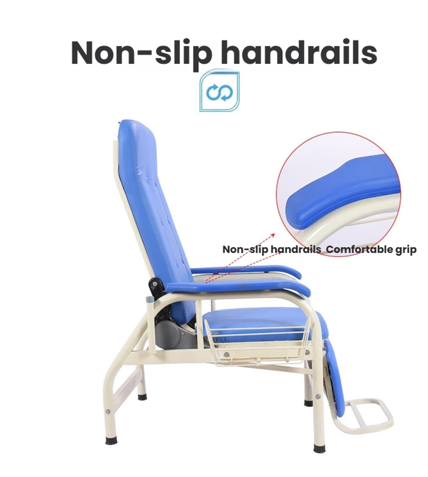 Generico Poltrona per prelievi ematici con Struttura in Acciaio e Supporto per flebo Regolabile, Ideale per Laboratori e cliniche mediche (Bianca, Semi-reclinata)
