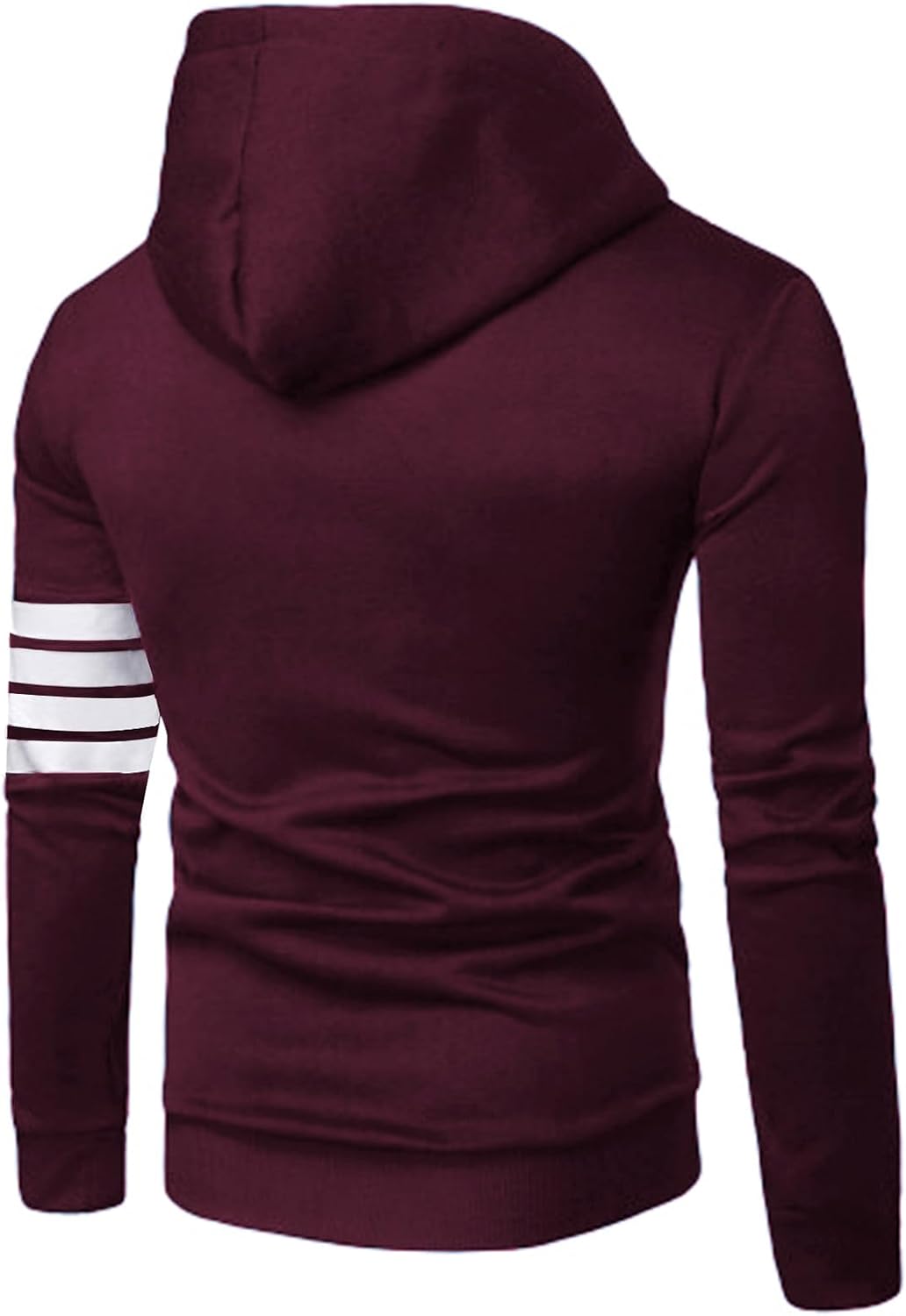 ZUEVI Men's Hoodies Casual Striped Drawstring Hooded And Zipper Closure Hoodie Slim Fit Fleece Sweatshirt With Pockets
